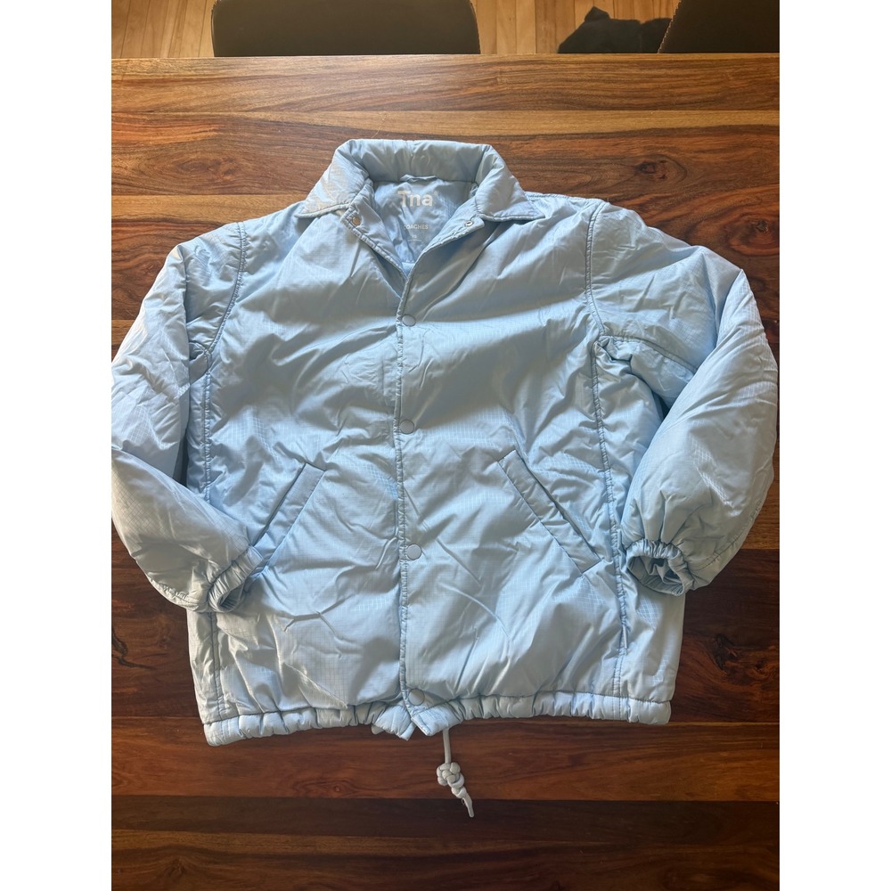 Tna Aritzia Baby Blue Grid Ripstop Insulated Coaches Jacket Womens XS 101125 - Picture 9 of 9
